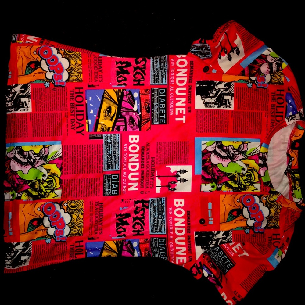 A pink graphic tee shirt